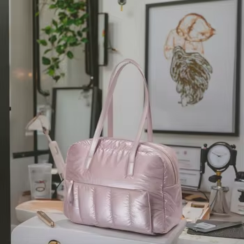 Torebka z puchowego materiału, 3 sztuki w zestawie. Duża pojemność laptopa i mała torebka